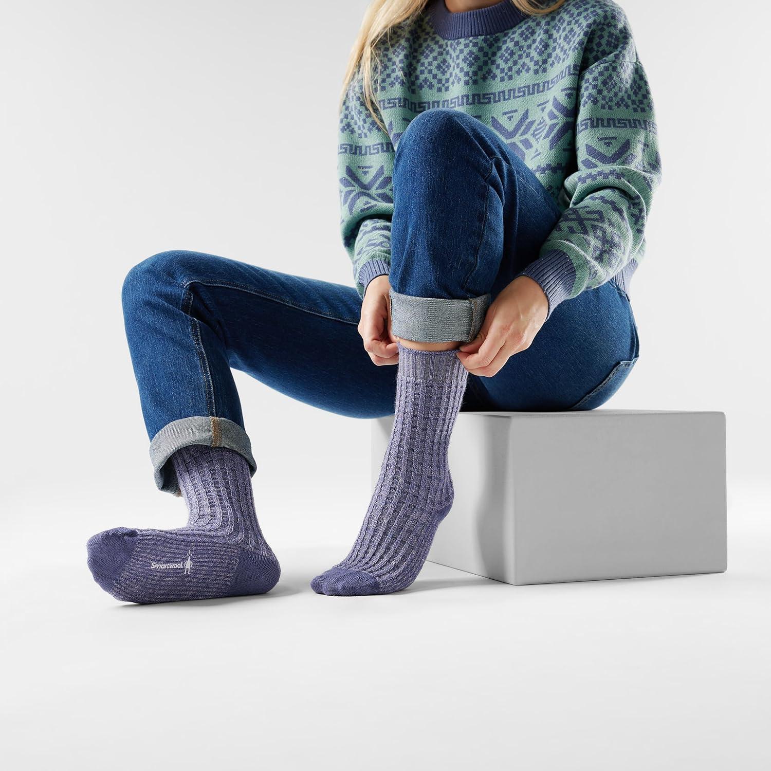 imageSmartwool Everyday Waffle Press Crew Socks For Men and WomenChalk Violet