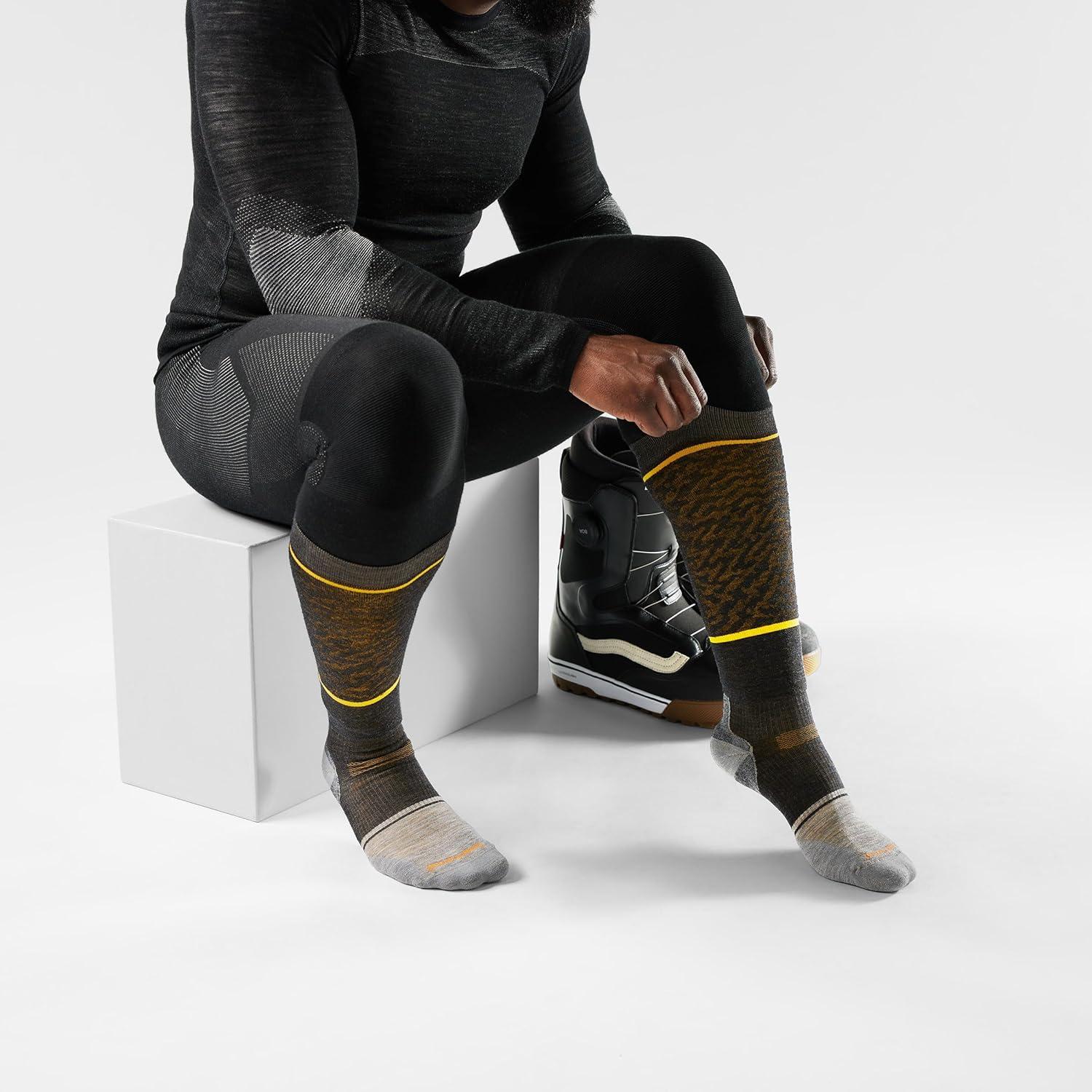 imageSmartwool Mens Snowboard Targeted Cushion Retro Line Over The Calf SocksCharcoal