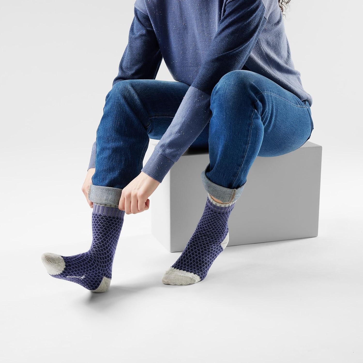 imageSmartwool Womens Everyday Cozy Popcorn Polka Dot Crew SocksNightfall Blue