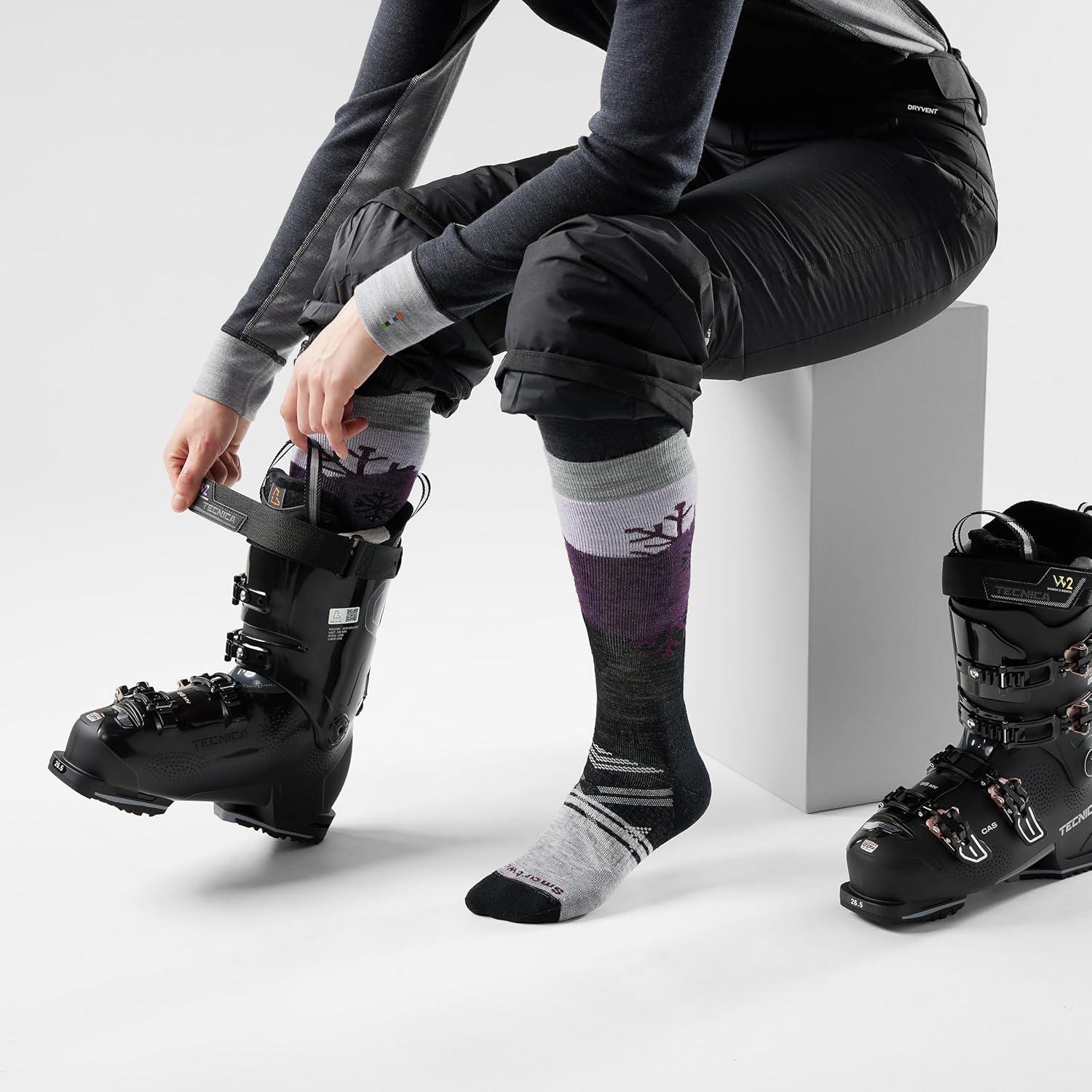 imageSmartwool Womens Ski Full Cushion Snowpocalypse Pattern Over the Calf SocksPurple Eclipse