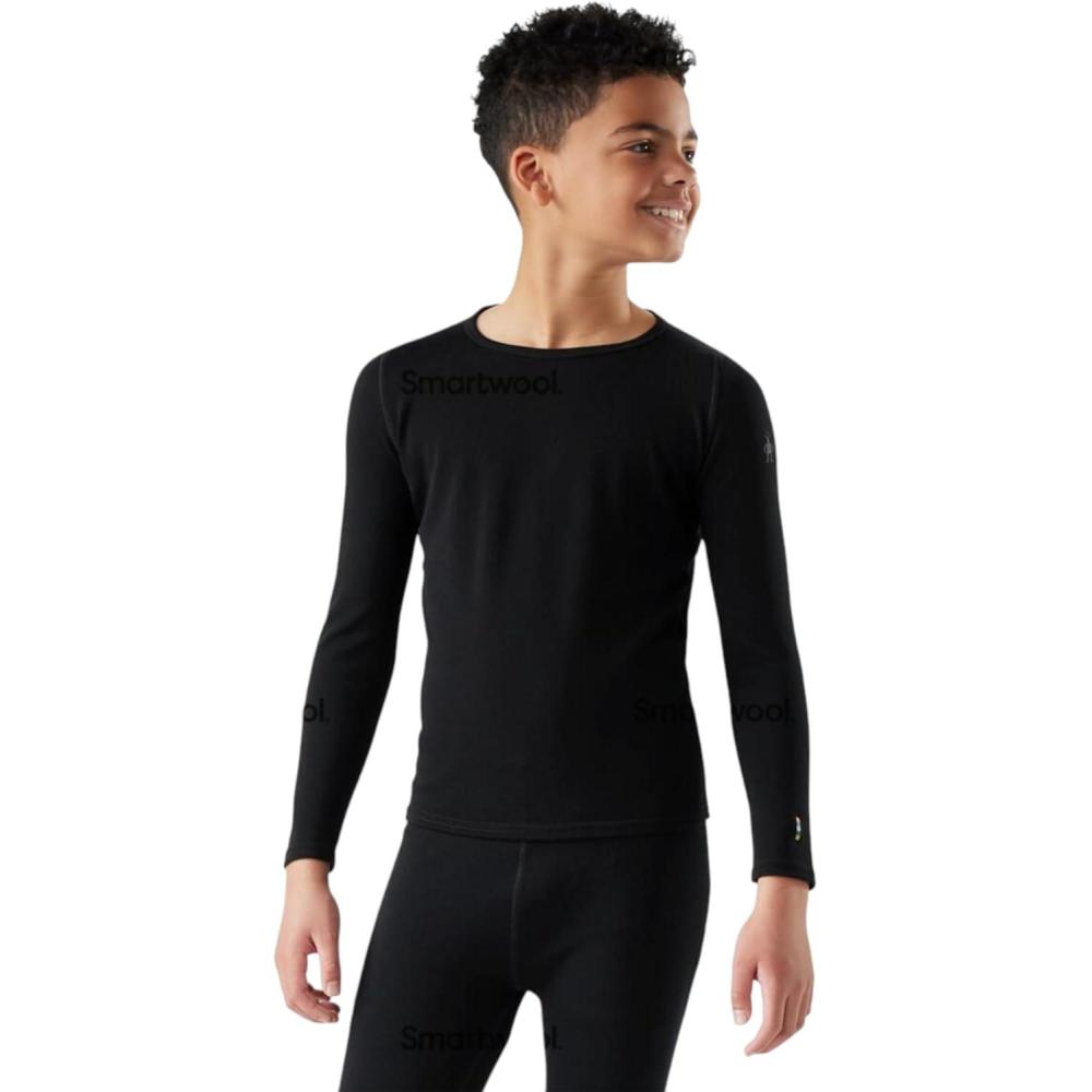 imageSmartwool Kids Classic Thermal Merino Base Layer Crew for Boys and GirlsBlack