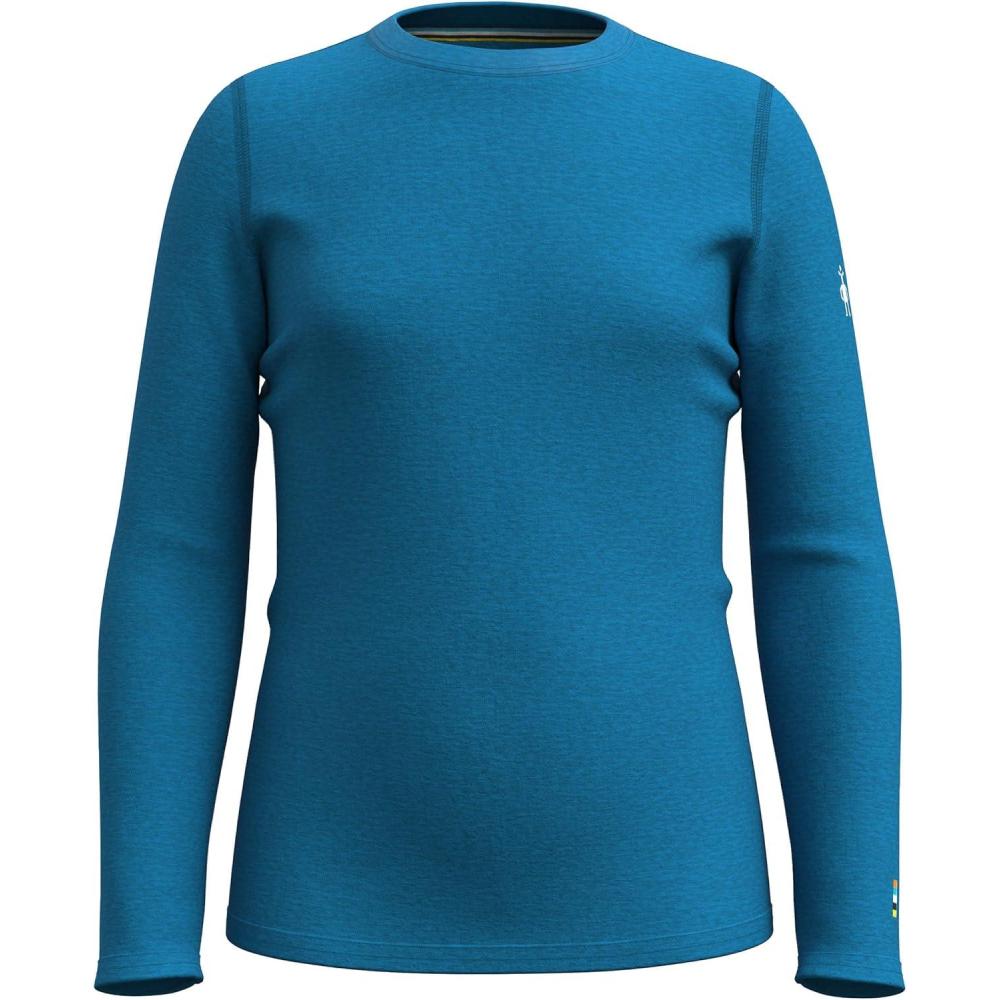 imageSmartwool Kids Classic Thermal Merino Base Layer Crew for Boys and GirlsNival Blue Heather