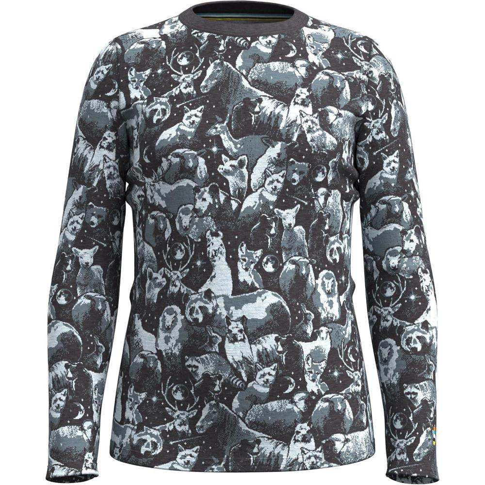 imageSmartwool Kids Classic Thermal Merino Base Layer Crew for Boys and GirlsWinter Sky Animals