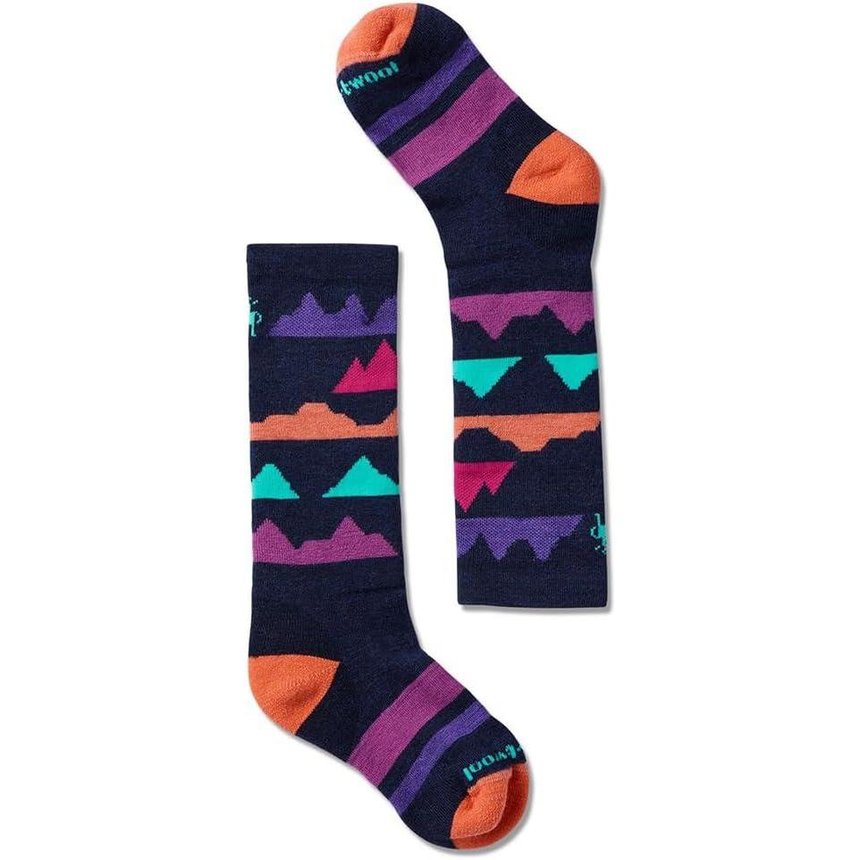 imageSmartwool Kids Wintersport Full Cushion Over the Calf Mountain Moose Pattern SocksDeep NavyBright Coral