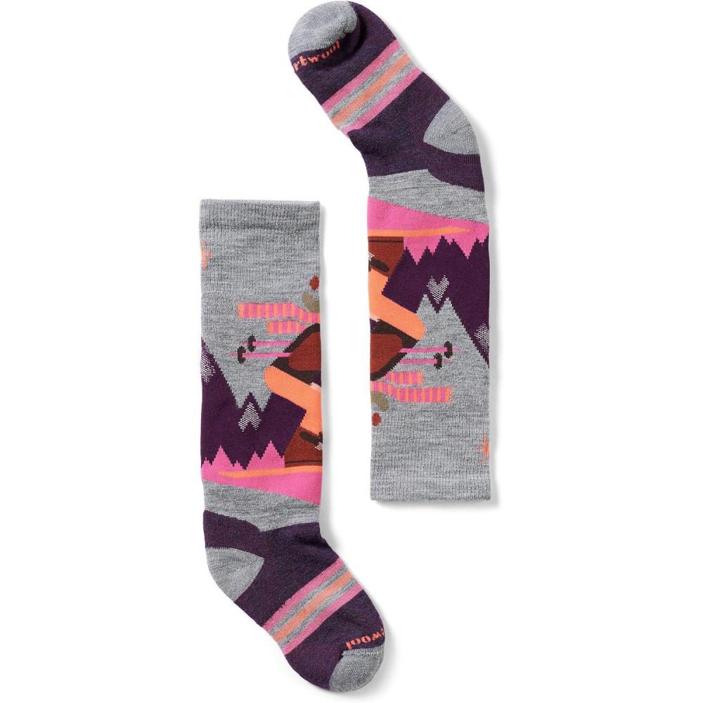 imageSmartwool Kids Wintersport Full Cushion Over the Calf Mountain Moose Pattern SocksLight Graypink