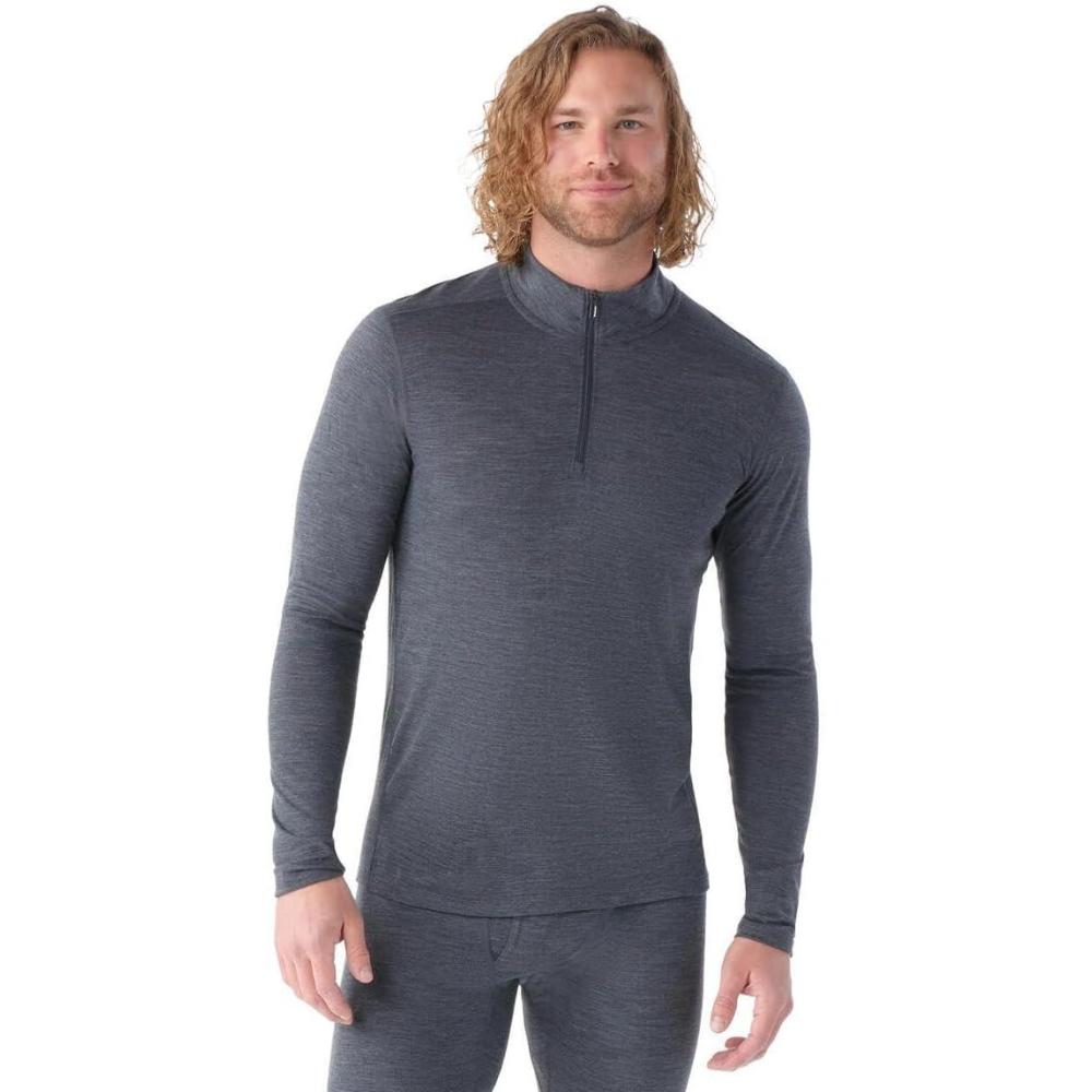 imageSmartwool Mens Classic AllSeason Merino Base Layer 14 ZipIron Heather