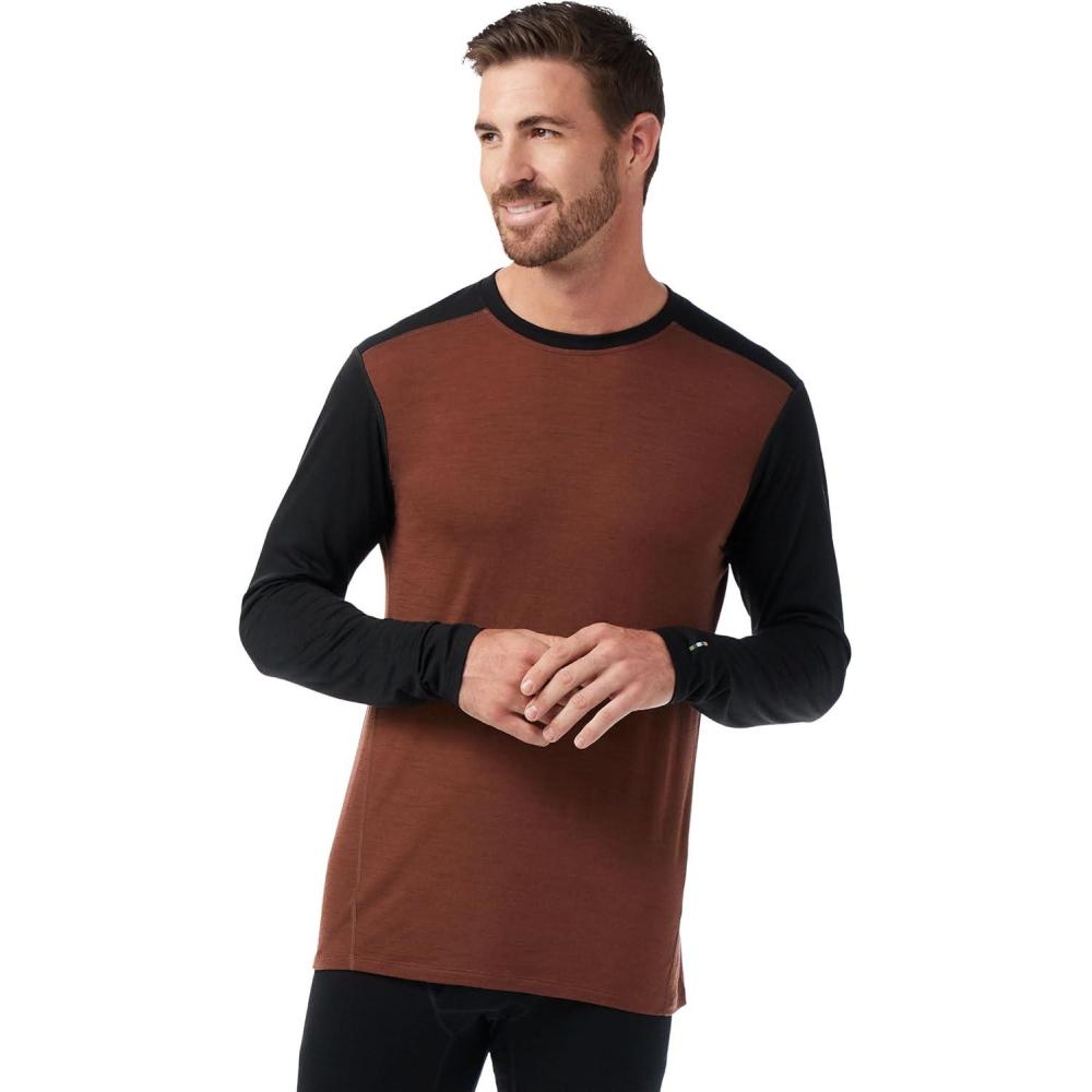 imageSmartwool Mens Classic AllSeason Merino Base Layer Long SleeveSable Brown Black