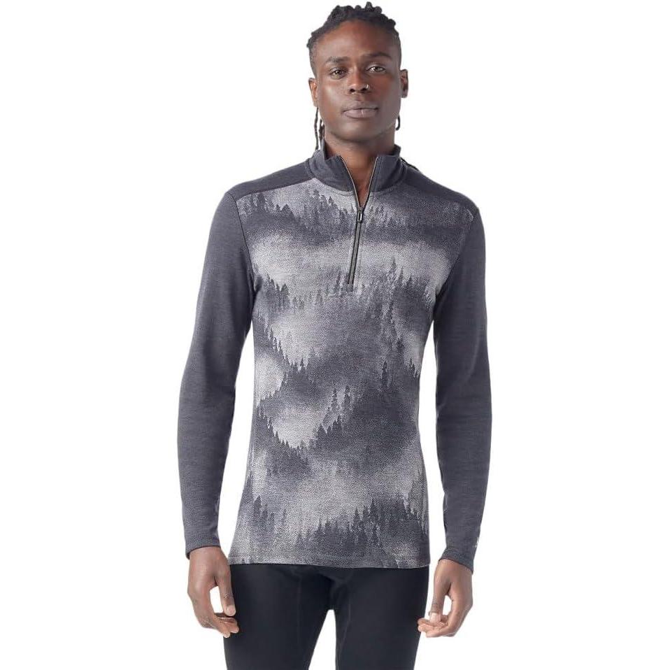 imageSmartwool Mens Classic Thermal Merino Base Layer 14 ZipCharcoal Foggy Pines