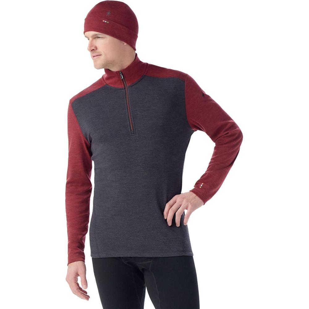 imageSmartwool Mens Classic Thermal Merino Base Layer 14 ZipCharcoalCurrant