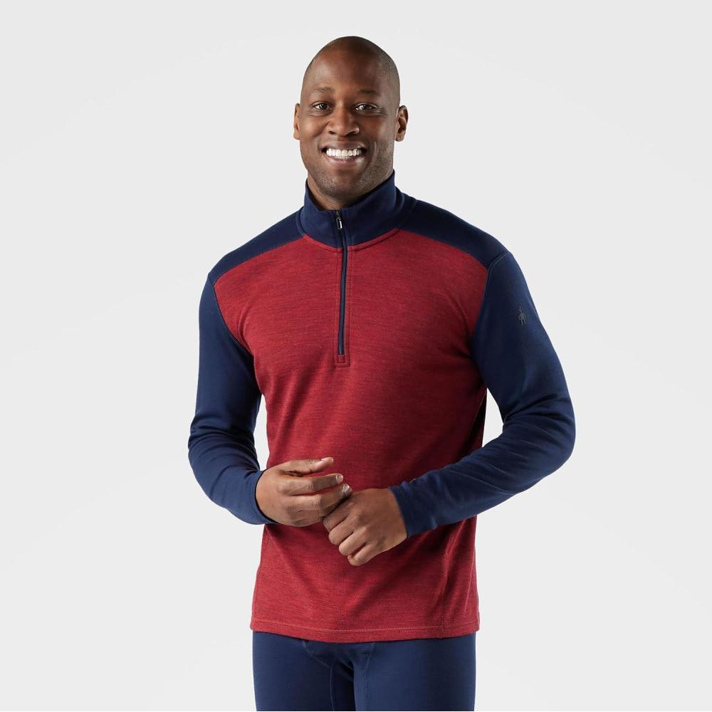 imageSmartwool Mens Classic Thermal Merino Base Layer 14 ZipDeep NavyCurrant Heather