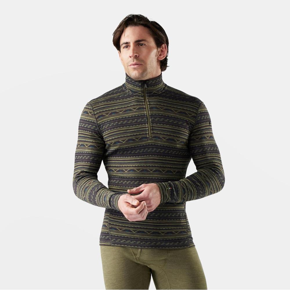 imageSmartwool Mens Classic Thermal Merino Base Layer 14 ZipWinter Moss Summit Soul