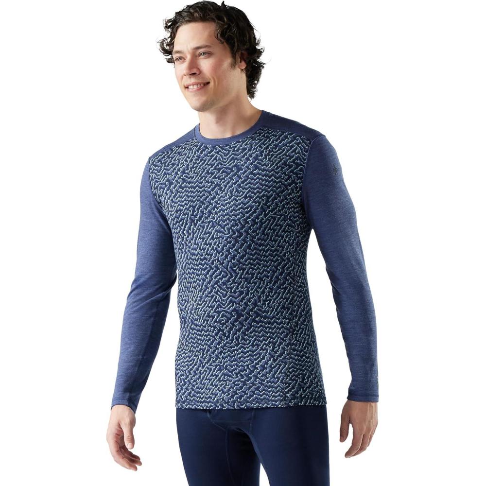 imageSmartwool Mens Classic Thermal Merino Wool Base Layer CrewNightfall Retro Line