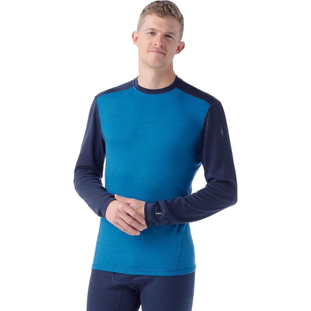 imageSmartwool Mens Classic Thermal Merino Wool Base Layer CrewNival BlueDeep Navy