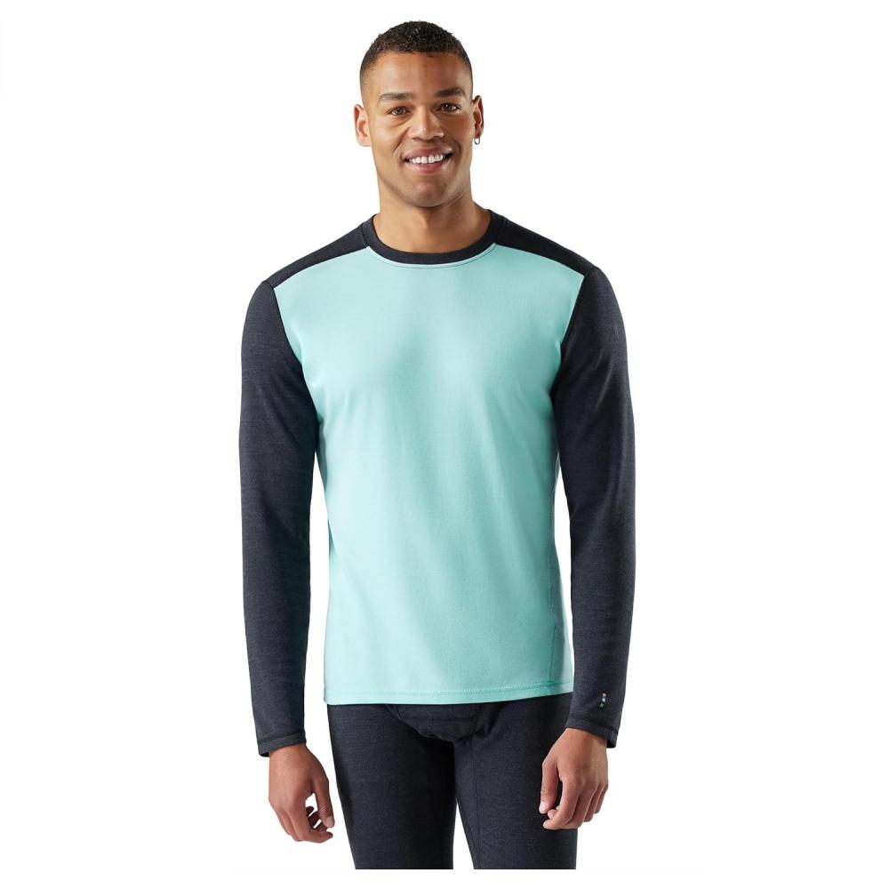 imageSmartwool Mens Classic Thermal Merino Wool Base Layer CrewPacific BlueCharcoal
