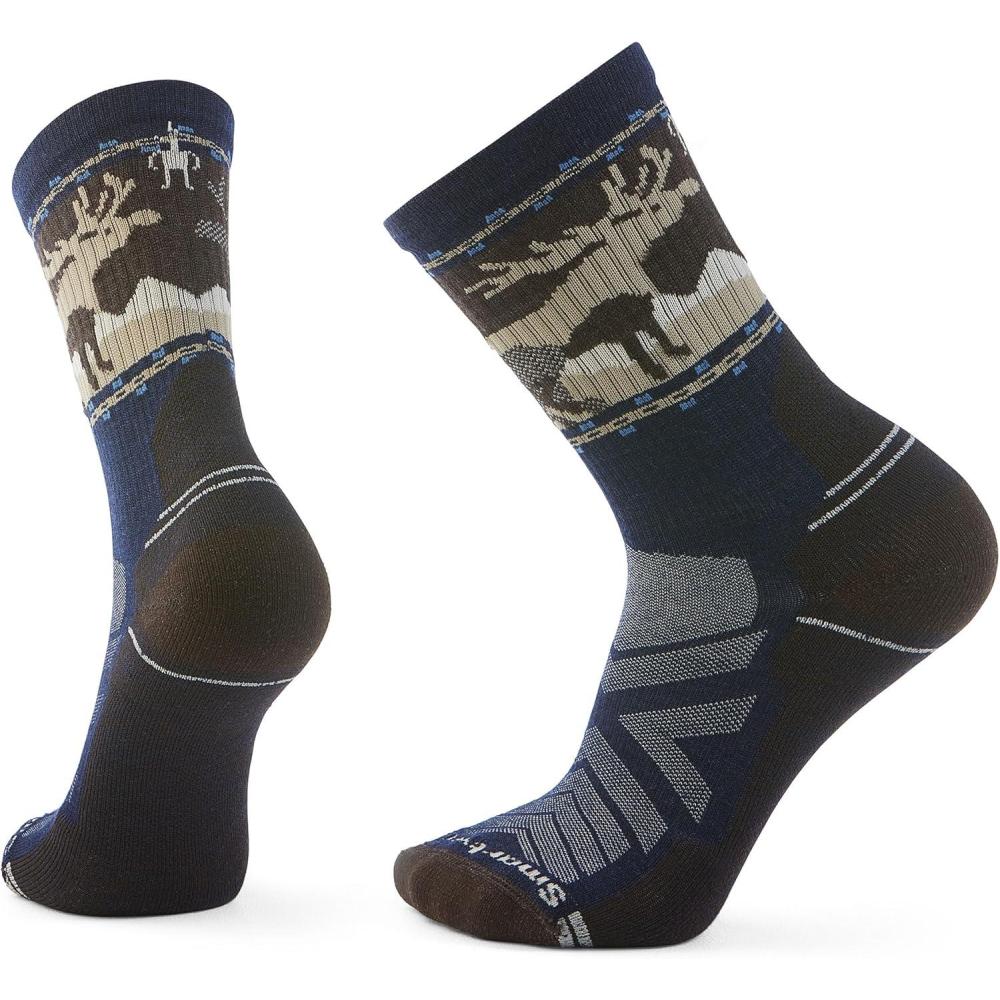 imageSmartwool Mens Hike Light Cushion Mountain Moose Crew SocksDeep Navy