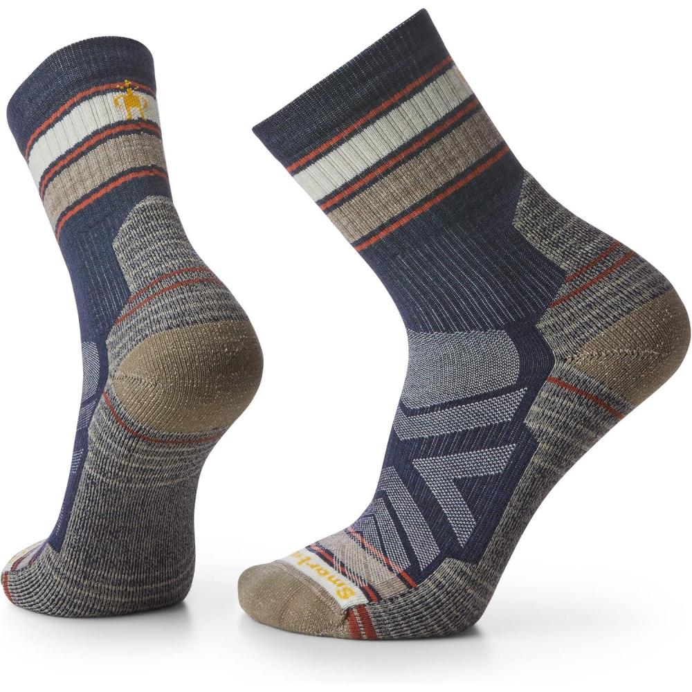 imageSmartwool Mens Hike Light Cushion Striped Mid Crew SocksDeep Navy