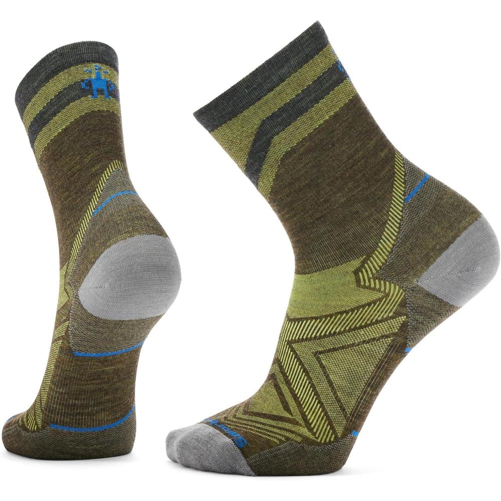 imageSmartwool Mens Run Zero Cushion Mid Crew Pattern SocksMilitary Olive