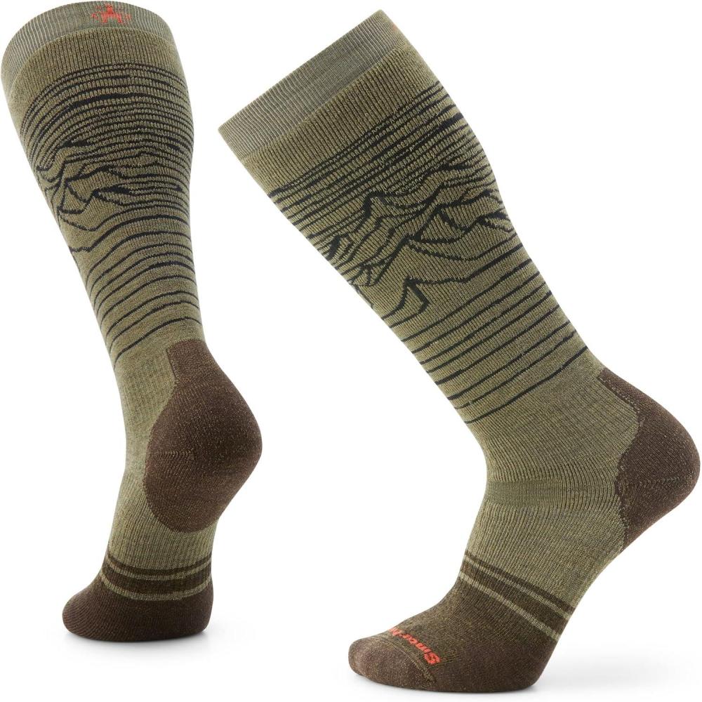 imageSmartwool Mens Snowboard Full Cushion Iguchi Pattern Over the Calf SocksWinter Moss