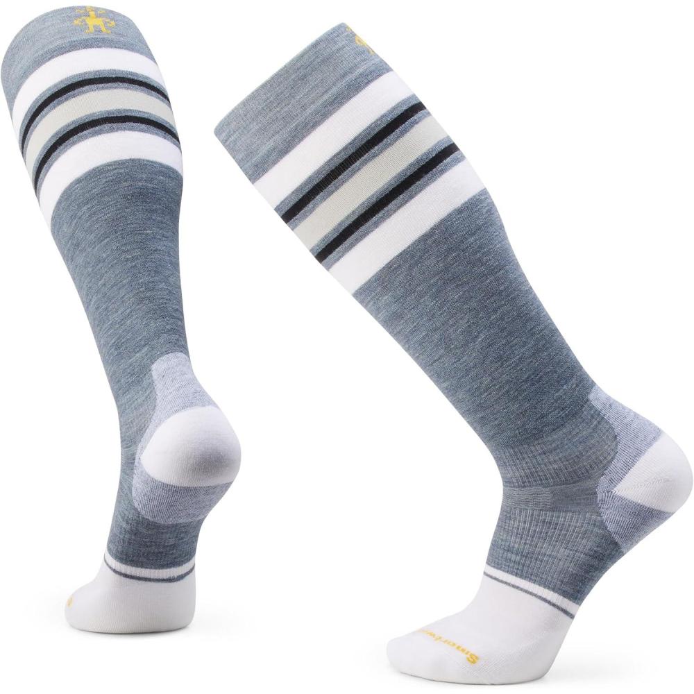 imageSmartwool Mens Snowboard Targeted Cushion Stripe Extra Stretch Over The Calf SocksPewter Blue