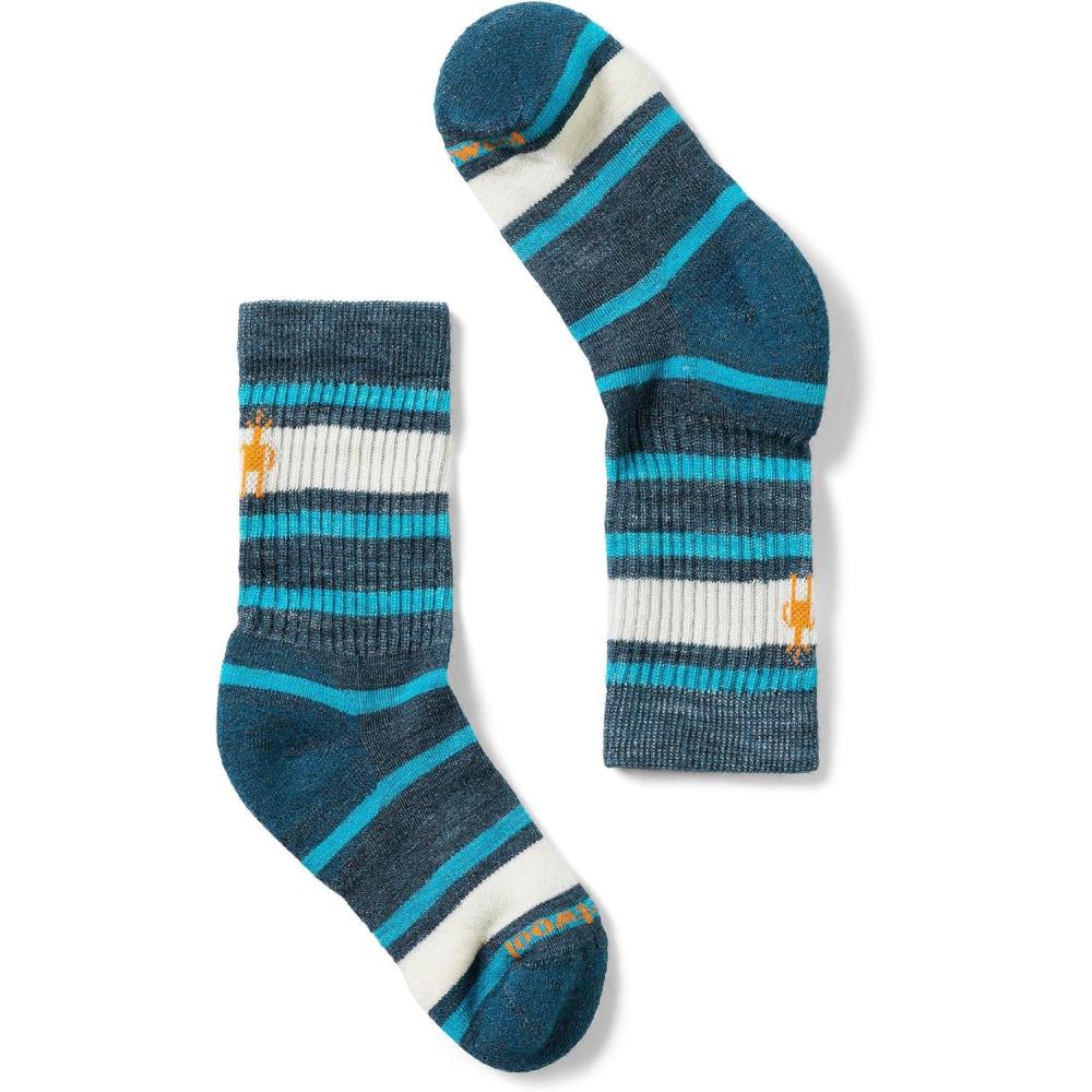 imageSmartwool Unisex Kids Hike Light Cushion Striped Crew Socks ToddlerLittle BigTwilight Blue
