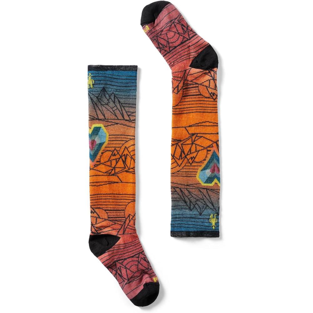 imageSmartwool Unisex Kids Junior Ski Zero Cushion Geo Peaks Print Over The Calf Socks Little BigOrange Rust