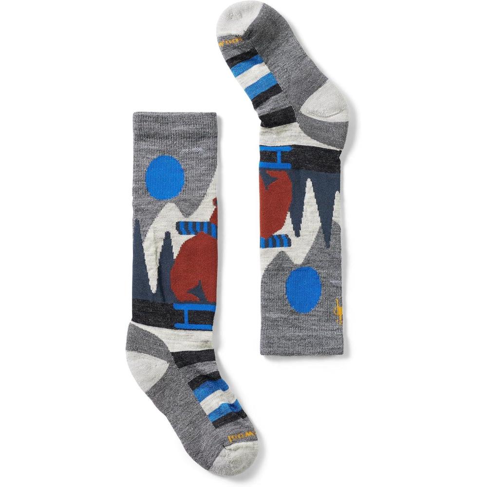 imageSmartwool Unisex Kids Ski Light Cushion Sleigh Bear Over The Calf Socks ToddlerLittle BigMedium Gray