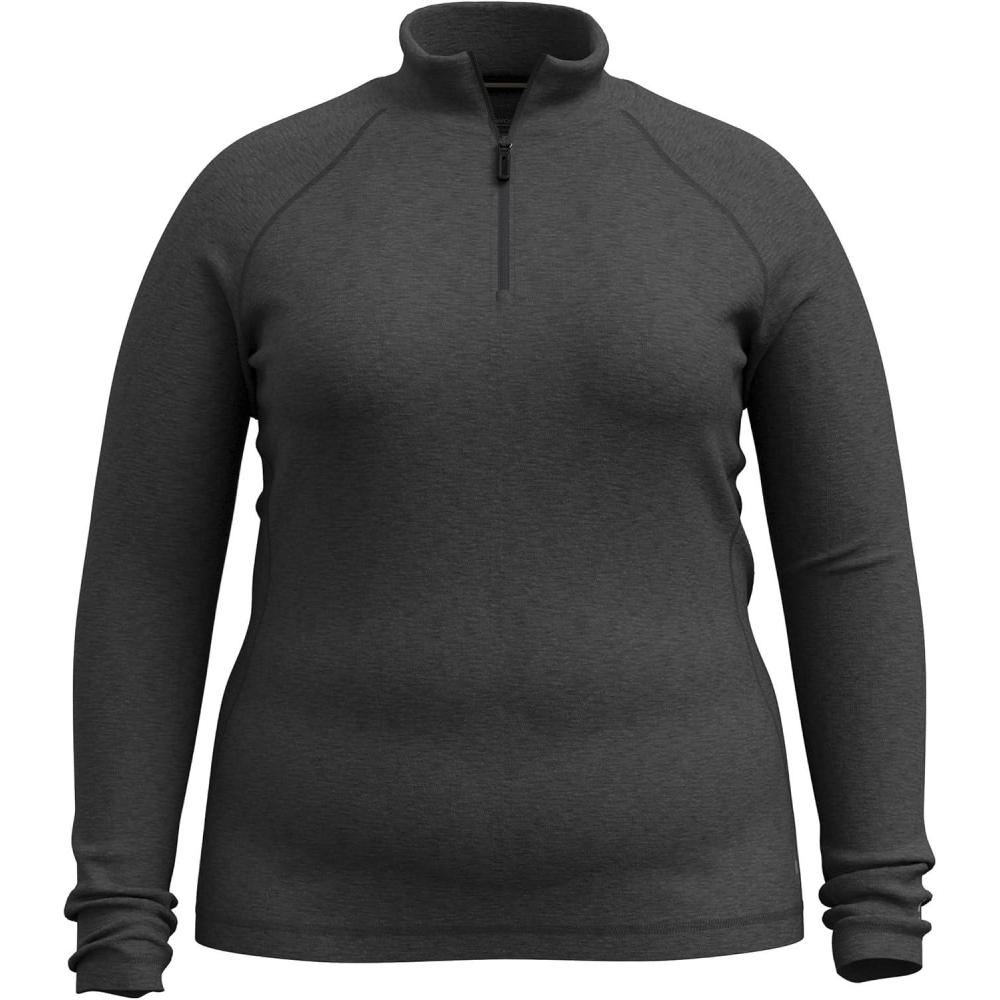 imageSmartwool Womens Classic Thermal Merino Base Layer 14 Zip PlusCharcoal Heather