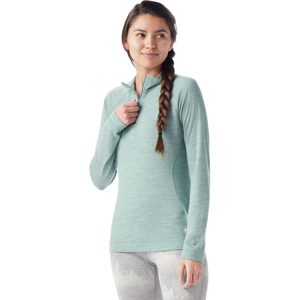imageSmartwool Womens Classic Thermal Merino Base Layer 14 ZipArctic Green Heather