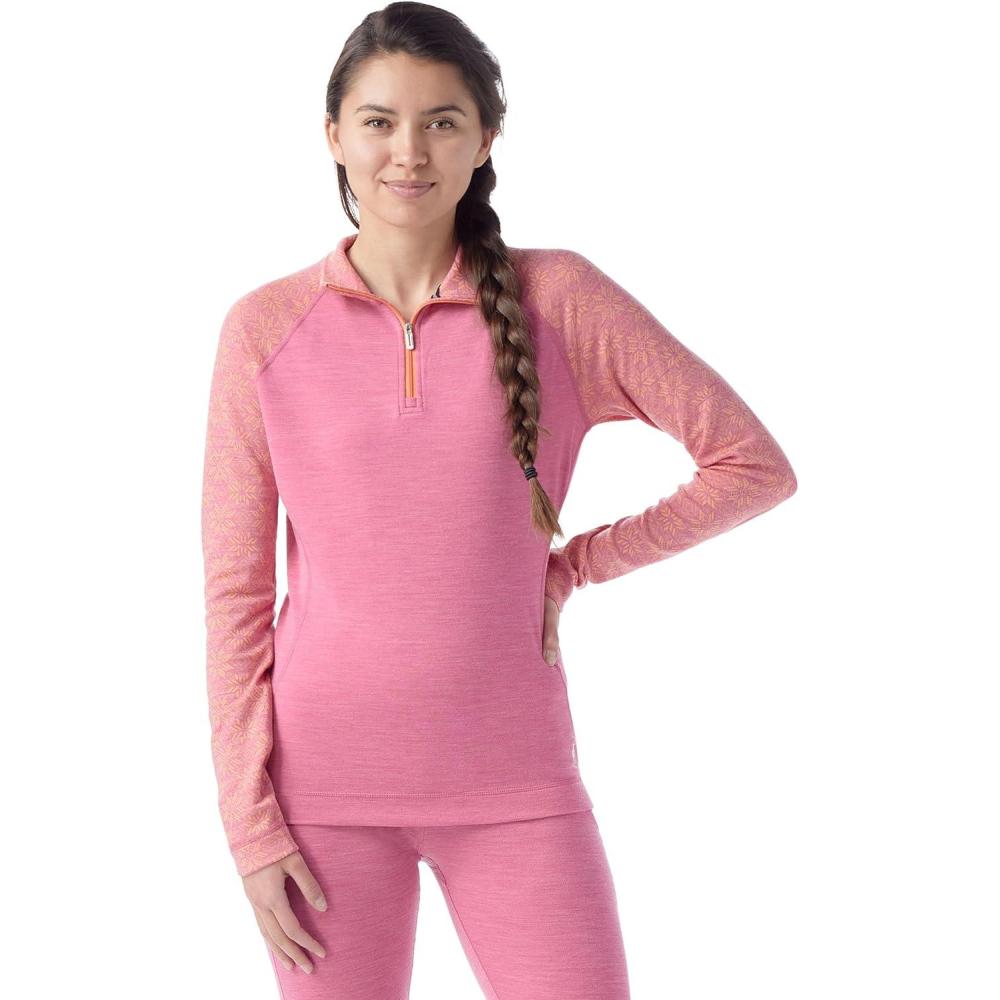 imageSmartwool Womens Classic Thermal Merino Base Layer 14 ZipGarden Pink Digi Snow