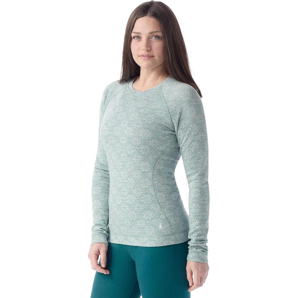 imageSmartwool Womens Classic Thermal Merino Base Layer CrewArctic Green Digi Snow