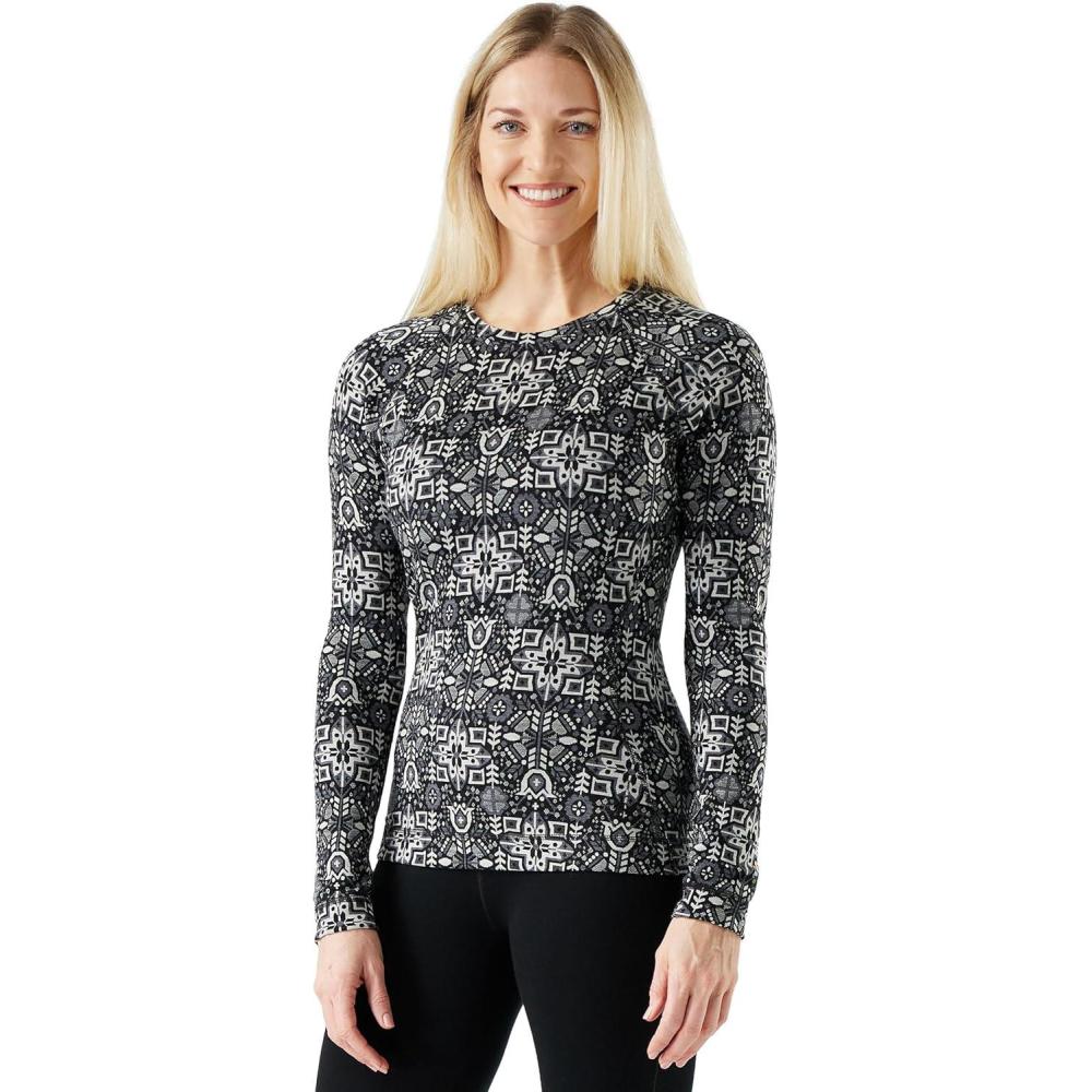 imageSmartwool Womens Classic Thermal Merino Base Layer CrewBlack Deco Floral