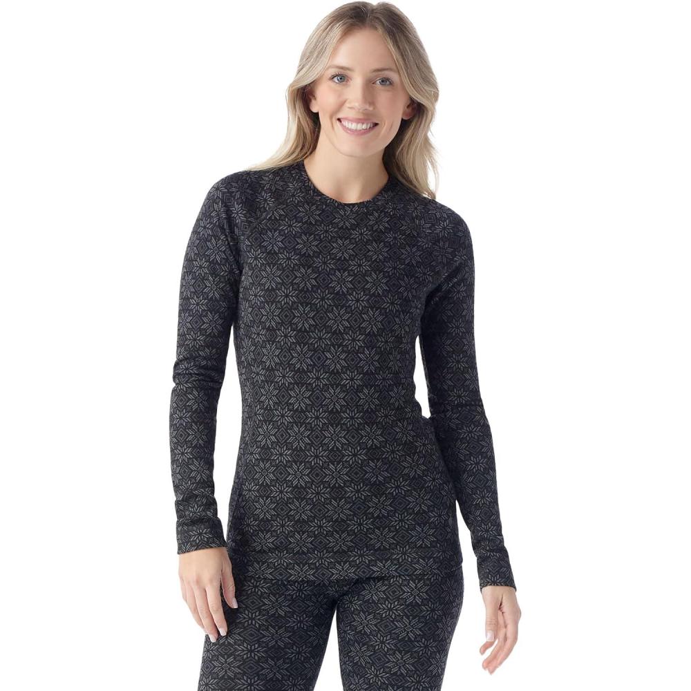 imageSmartwool Womens Classic Thermal Merino Base Layer CrewBlack Digi Snow