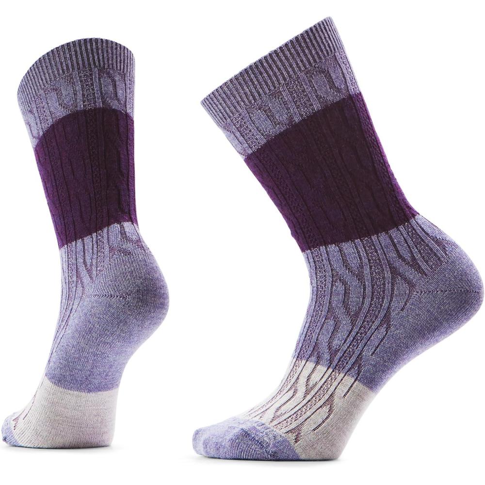 imageSmartwool Womens Everyday Color Block Cable Crew SocksChalk Violet