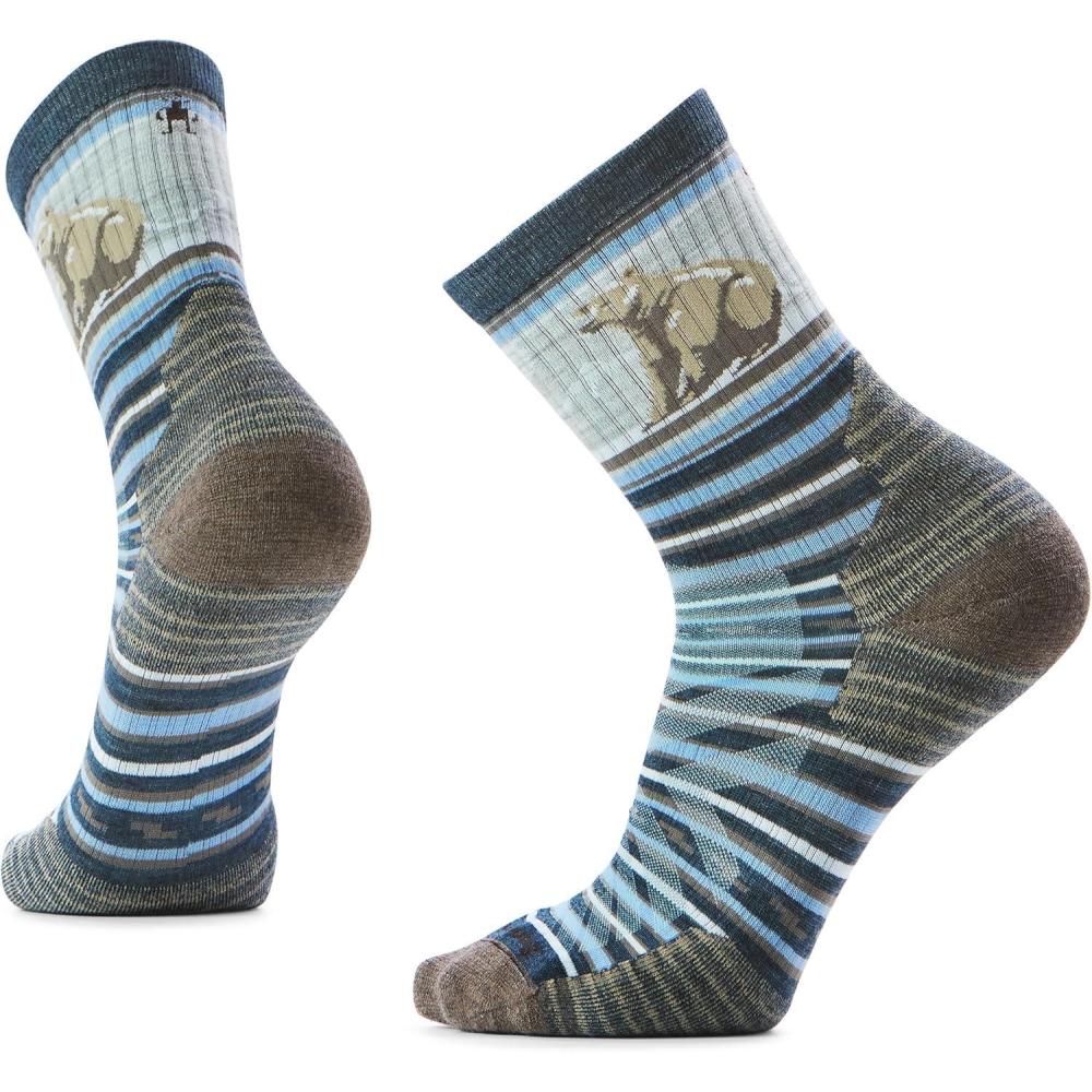 imageSmartwool mens Hike Targeted Cushion Bear Stripe Mid Crew SocksTwilight Blue