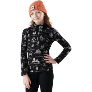 SmartWool Boys Classic Thermal Merino Base Layer 1/4 Zip (Toddler/Little Kid/Big Kid)(Black Ski Day)