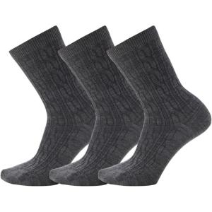 Smartwool Everyday Cable Crew Socks For Men and Women(Medium Gray-3pk)