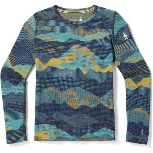 Smartwool Kid’s Classic Thermal Merino Base Layer Crew for Boys and Girls(Blueberry Mtn Scape)