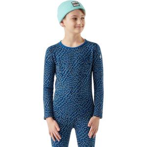 Smartwool Kid’s Classic Thermal Merino Base Layer Crew for Boys and Girls(Nival Blue Retro Line)