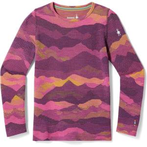 Smartwool Kid’s Classic Thermal Merino Base Layer Crew for Boys and Girls(Purple Iris Mtn Scape)