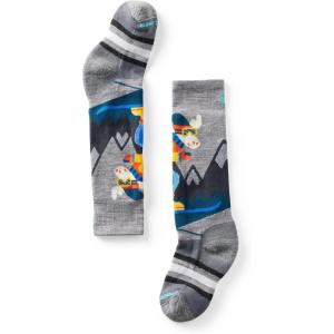 Smartwool Kids’ Wintersport Full Cushion Over the Calf Mountain Moose Pattern Socks(Light Gray)