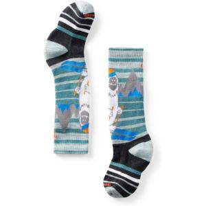 Smartwool Kids’ Wintersport Full Cushion Yeti Pattern Over The Calf Socks(Frosty Green)