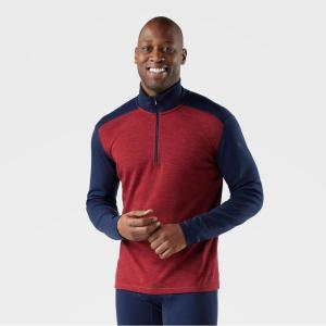 Smartwool Men’s Classic Thermal Merino Base Layer 1/4 Zip(Deep Navy/Currant Heather)