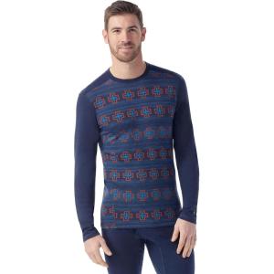 Smartwool Men’s Classic Thermal Merino Wool Base Layer Crew(Deep Navy Paths Crossed)
