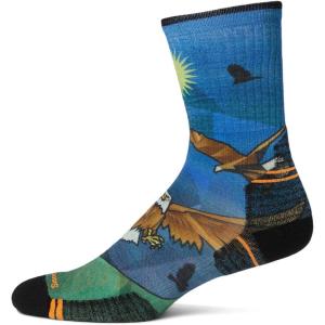 Smartwool Men’s Hike Targeted Cushion Eagle Print Crew Socks(Laguna Blue)