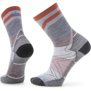 Smartwool Men’s Run Zero Cushion Mid Crew Pattern Socks(Medium Gray)