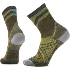 Smartwool Men’s Run Zero Cushion Mid Crew Pattern Socks(Military Olive)