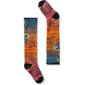 Smartwool Unisex Kid’s Junior Ski Zero Cushion Geo Peaks Print Over The Calf Socks (Little Big(Orange Rust)