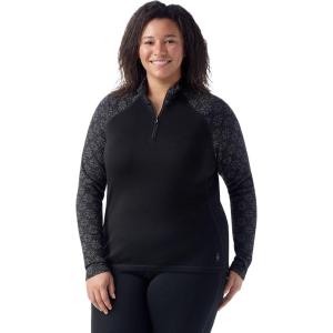 Smartwool Women’s Classic Thermal Merino Base Layer 1/4 Zip Plus(Black Digi Snow)