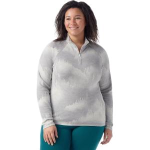 Smartwool Women’s Classic Thermal Merino Base Layer 1/4 Zip Plus(Light Gray Foggy Pines)