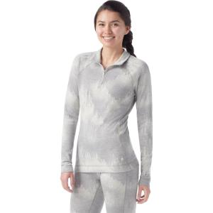 Smartwool Women’s Classic Thermal Merino Base Layer 1/4 Zip(Light Gray Foggy Pines)
